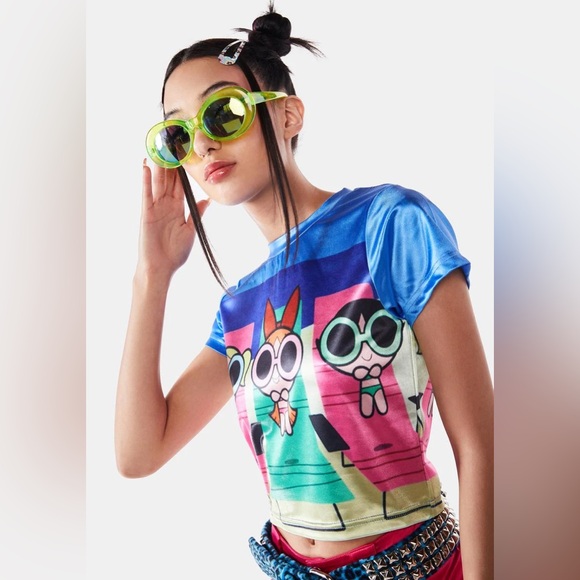 DOLLS KILL X THE POWERPUFF GIRLS REST AND RELAX CROP TOP 🩵🩷💚 - Picture 2 of 4